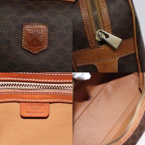 CELINE Macadam Canvas Hand Bag Pvc Leather Brown Gold - Picture 11 of 12